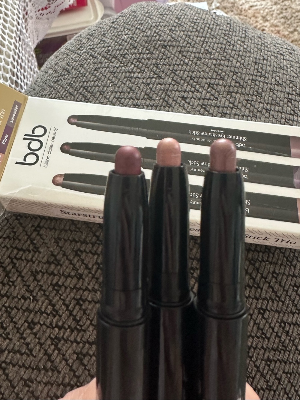 bdb Shimmer Eyeshadow Stick Trio - Champagne, Plum, Lavender